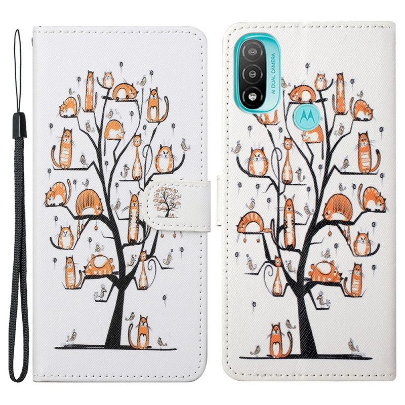 Κάλυμμα Moto G71 5G με κορδονι Funky Cats Με Λουράκι