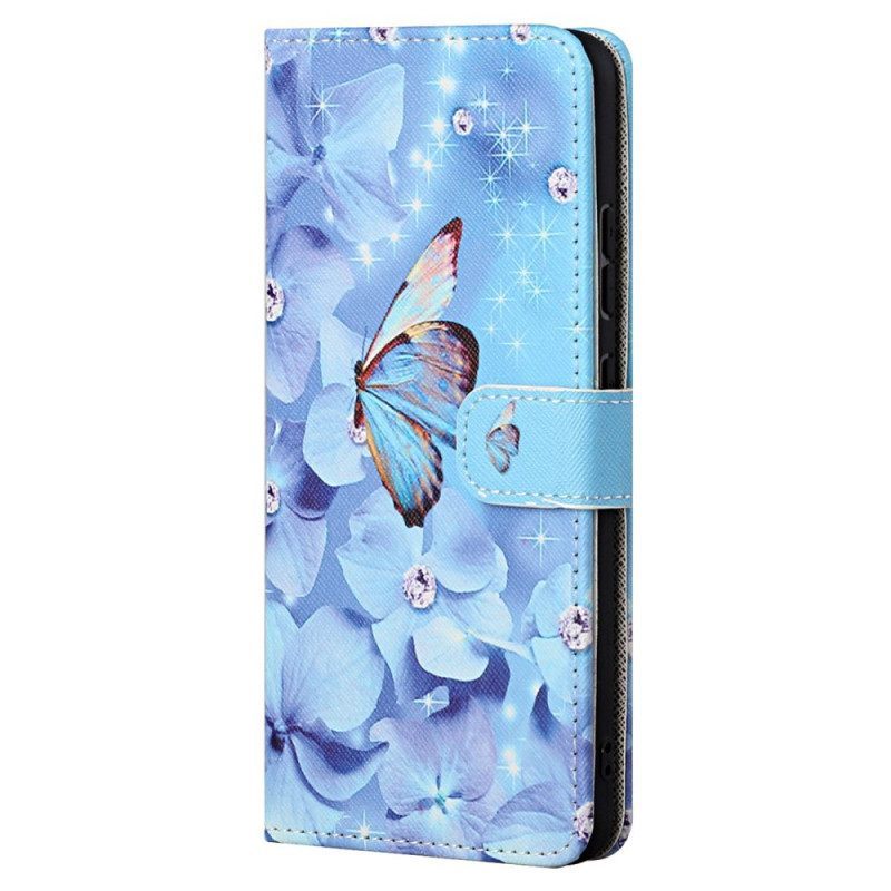 Κάλυμμα Moto G71 5G με κορδονι Strappy Diamond Butterflies