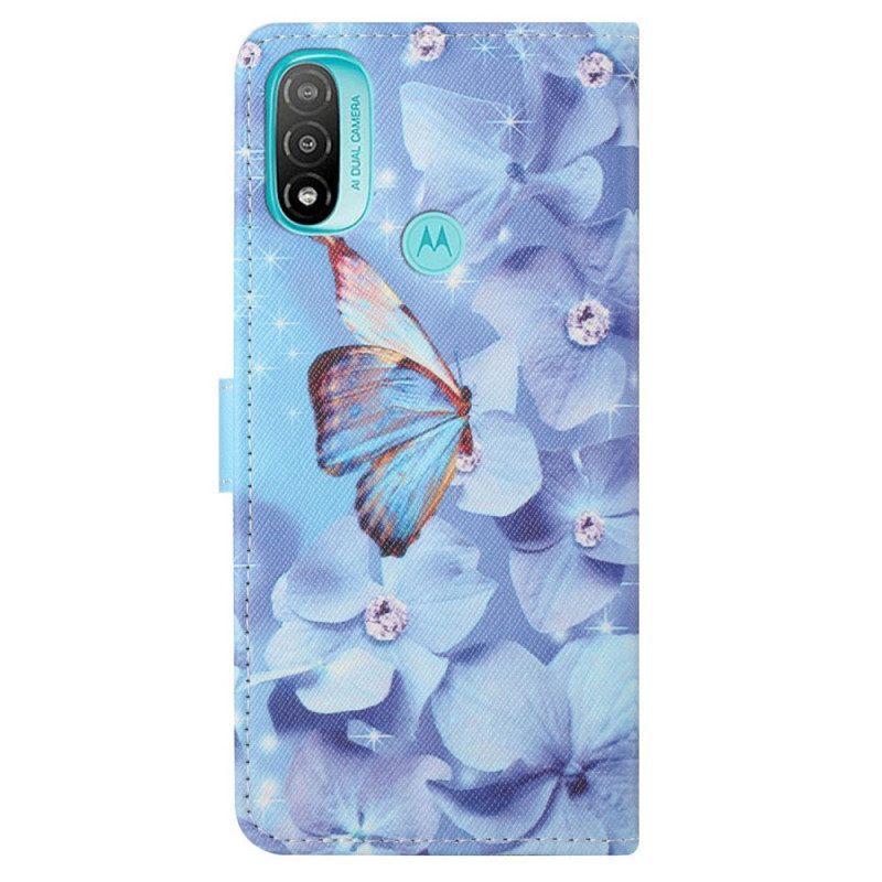 Κάλυμμα Moto G71 5G με κορδονι Strappy Diamond Butterflies