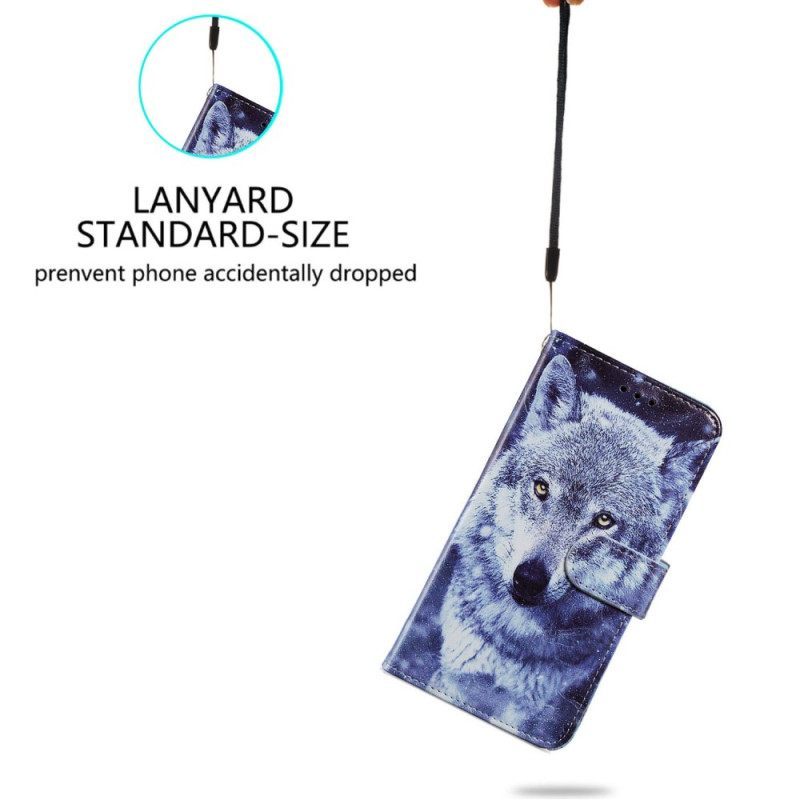 Κάλυμμα Moto G73 5G με κορδονι Lanyard Wolf