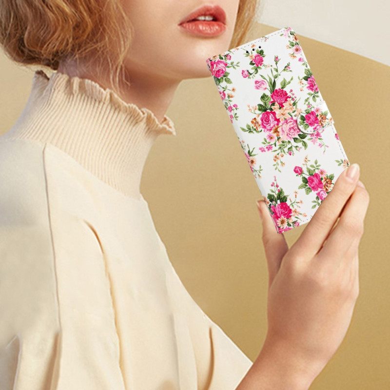 Κάλυμμα Moto G73 5G με κορδονι Strap Liberty Flowers