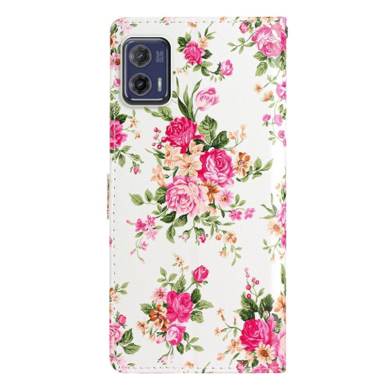 Κάλυμμα Moto G73 5G με κορδονι Strap Liberty Flowers