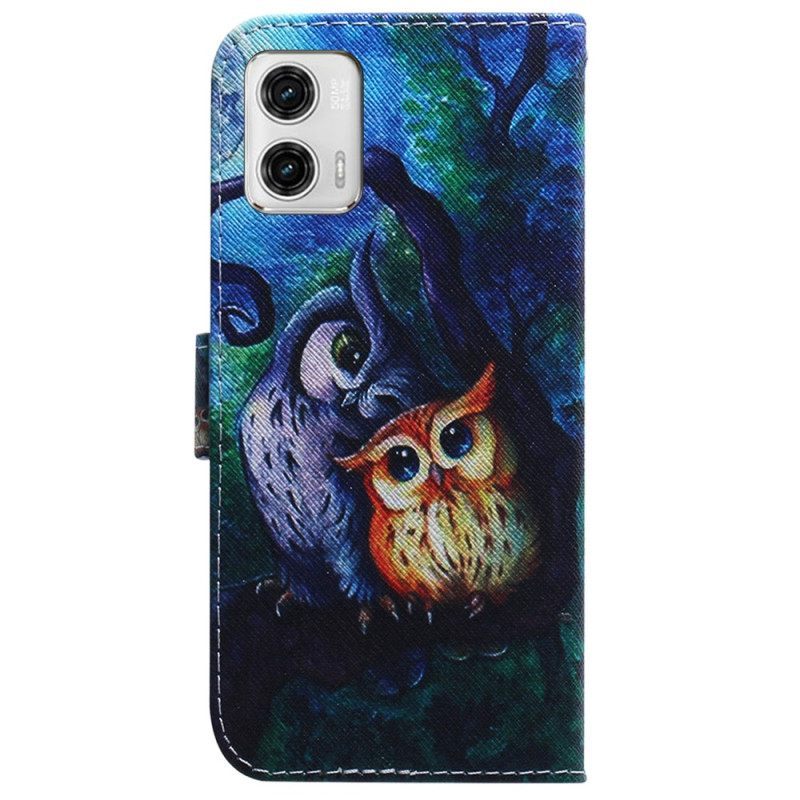 Κάλυμμα Moto G73 5G με κορδονι Ζωγραφική Με Strappy Owls