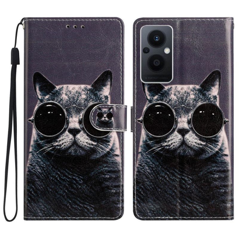 Κάλυμμα Oppo Reno 8 Lite με κορδονι Γυαλιά Cat Strappy