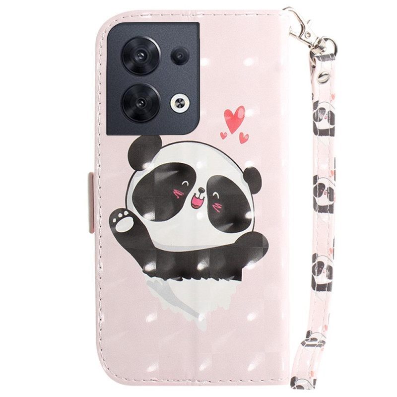 Κάλυμμα Oppo Reno 8 Panda Love With Lanyard