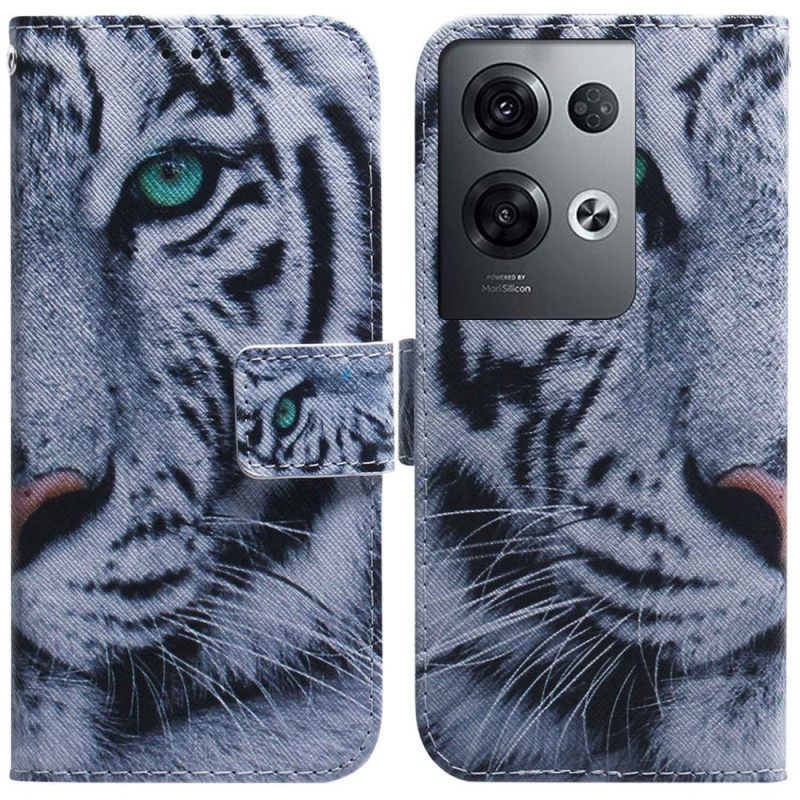 Κάλυμμα Oppo Reno 8 Pro με κορδονι Strappy White Tiger