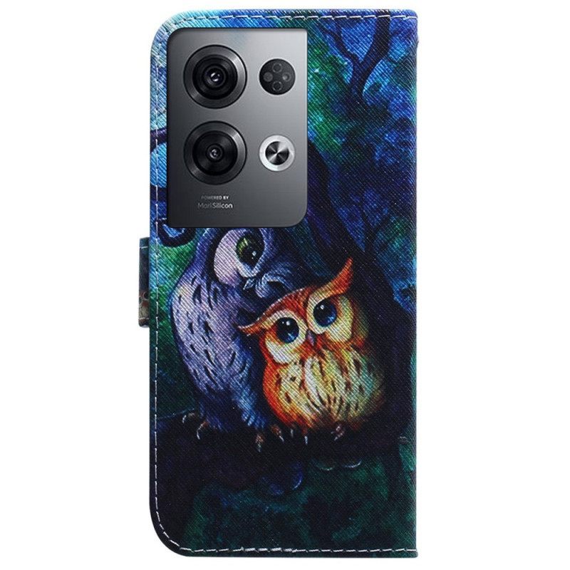 Κάλυμμα Oppo Reno 8 Pro με κορδονι Ζωγραφική Με Strappy Owls