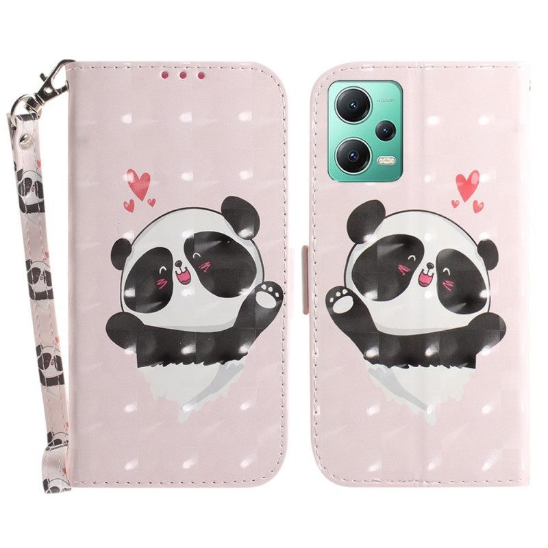 Κάλυμμα Poco X5 5G με κορδονι Panda Love With Lanyard