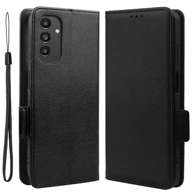 Κάλυμμα Samsung Galaxy A14 / A14 5G με κορδονι Strappy Litchi Leather Style