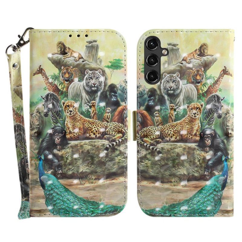 Κάλυμμα Samsung Galaxy A14 / A14 5G με κορδονι Thong Safari Animals