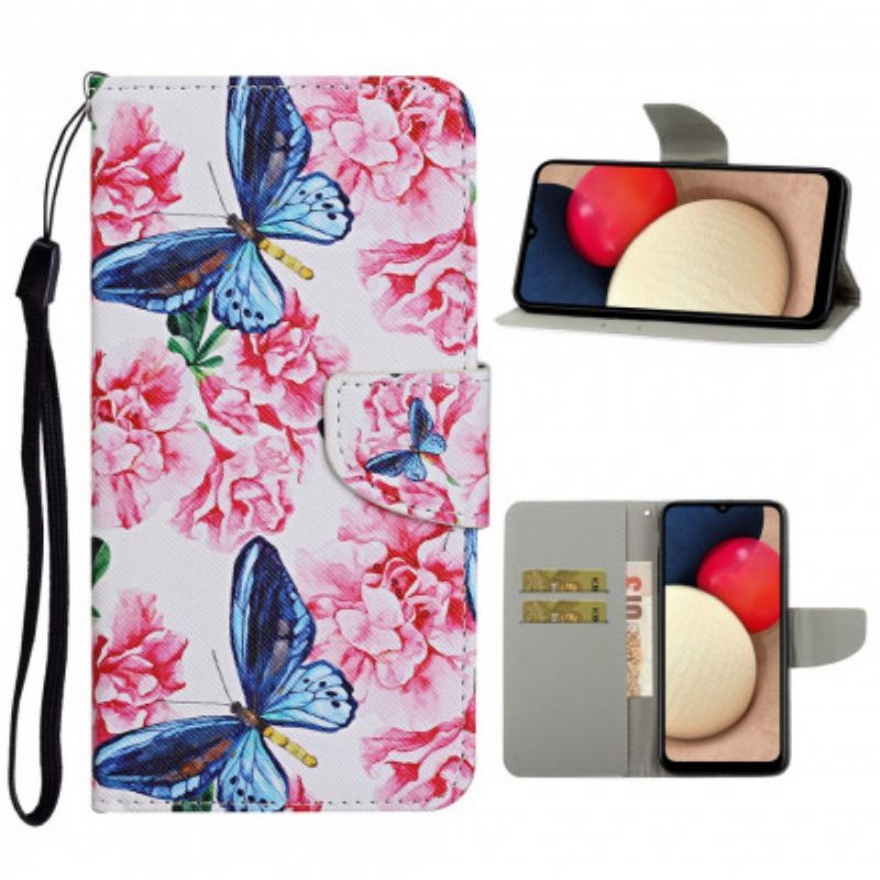 Κάλυμμα Samsung Galaxy A52 4G / A52 5G / A52s 5G Πεταλούδες Floral Lanyard