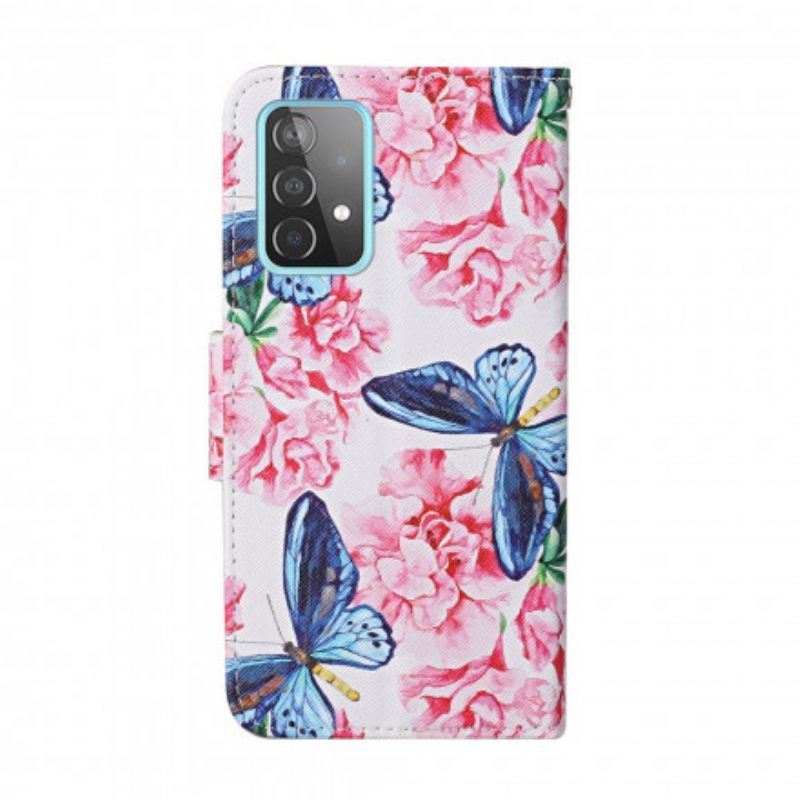 Κάλυμμα Samsung Galaxy A52 4G / A52 5G / A52s 5G Πεταλούδες Floral Lanyard