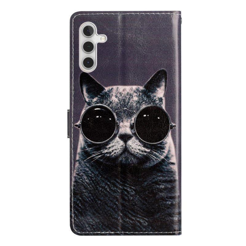 Κάλυμμα Samsung Galaxy A54 5G με κορδονι Γυαλιά Cat Strappy