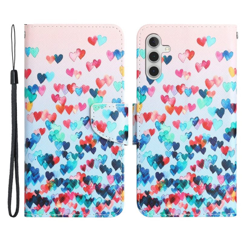 Κάλυμμα Samsung Galaxy A54 5G με κορδονι Strappy Hearts Rain