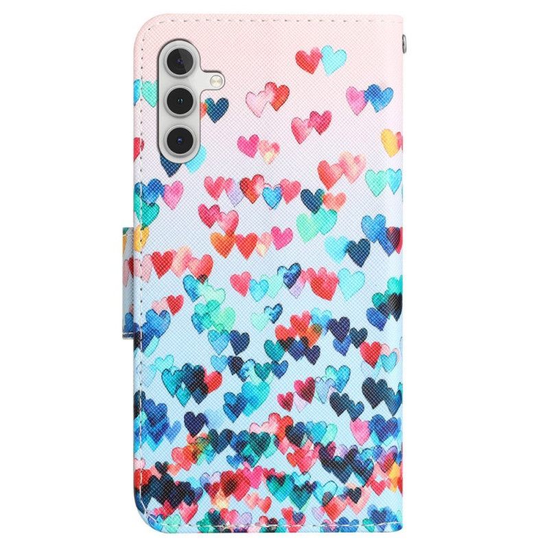 Κάλυμμα Samsung Galaxy A54 5G με κορδονι Strappy Hearts Rain