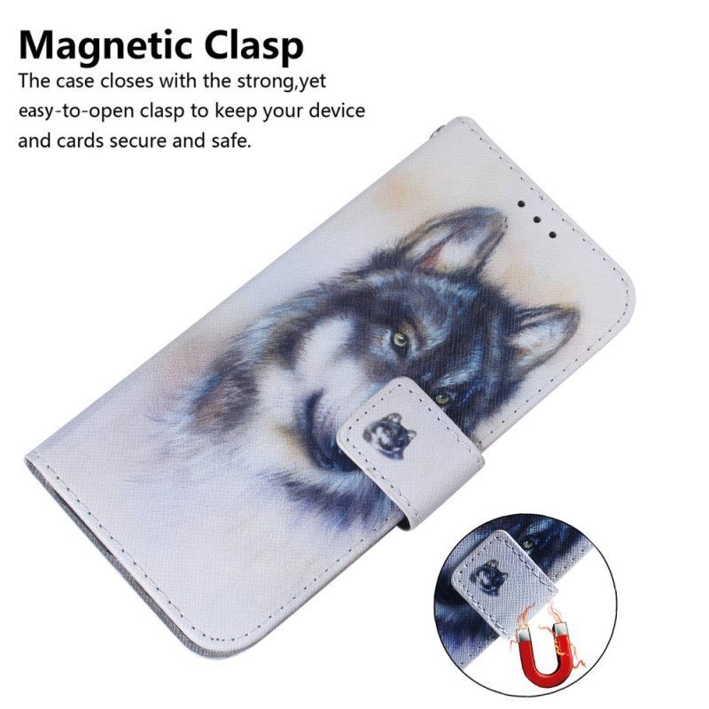 Κάλυμμα Samsung Galaxy A54 5G με κορδονι Strappy Watercolor Wolf