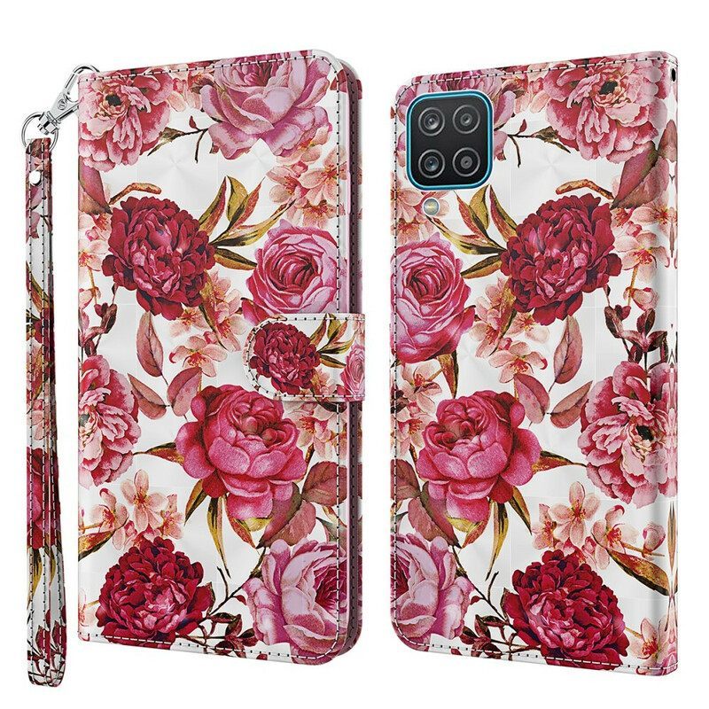 Κάλυμμα Samsung Galaxy M12 / A12 Light Spot Roses Με Κορδόνι