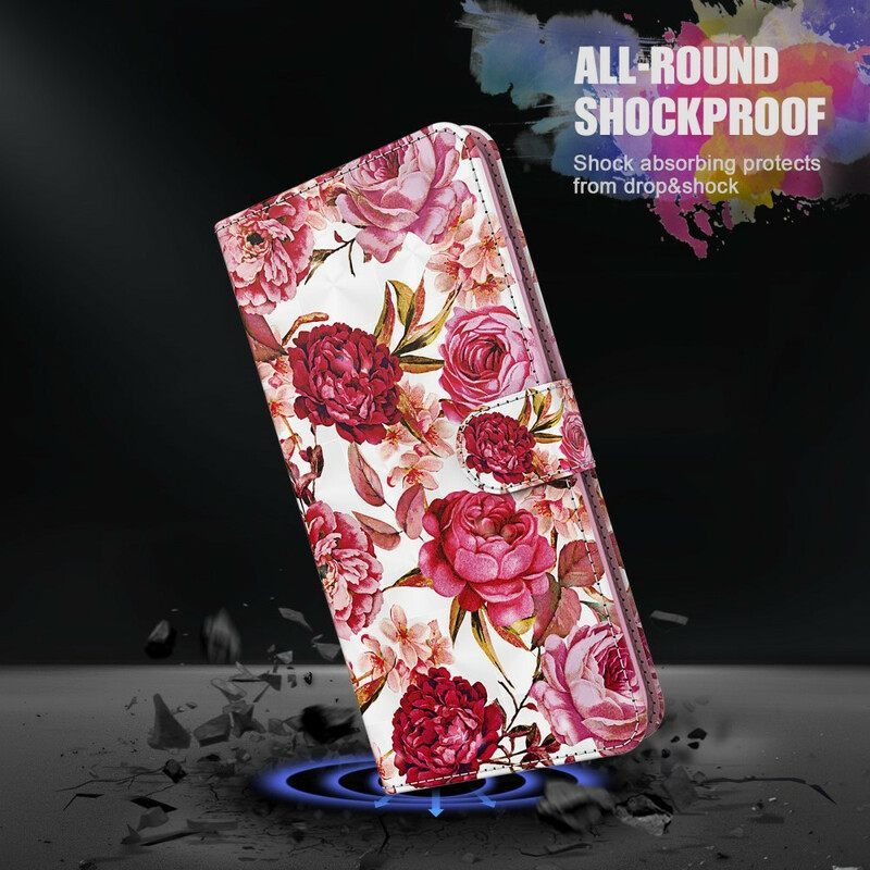 Κάλυμμα Samsung Galaxy M12 / A12 Light Spot Roses Με Κορδόνι