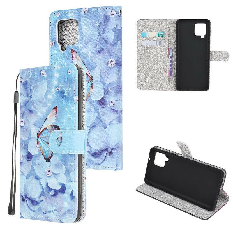 Κάλυμμα Samsung Galaxy M12 / A12 με κορδονι Strappy Diamond Butterflies