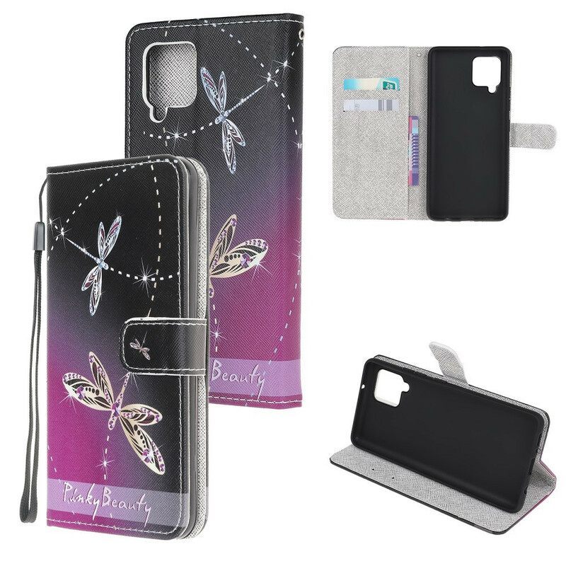 Κάλυμμα Samsung Galaxy M12 / A12 με κορδονι Strappy Dragonflies