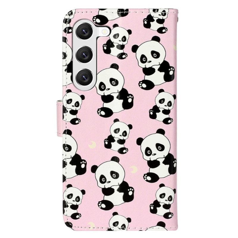 Κάλυμμα Samsung Galaxy S23 Plus 5G με κορδονι Strappy Pandas