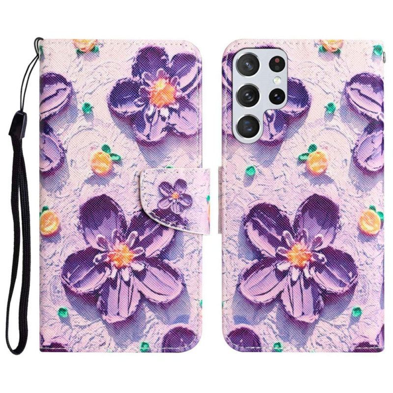 Κάλυμμα Samsung Galaxy S23 Ultra 5G με κορδονι Μόνο Strap Flowers