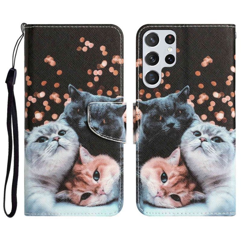 Κάλυμμα Samsung Galaxy S23 Ultra 5G με κορδονι Μόνο Thong Cats