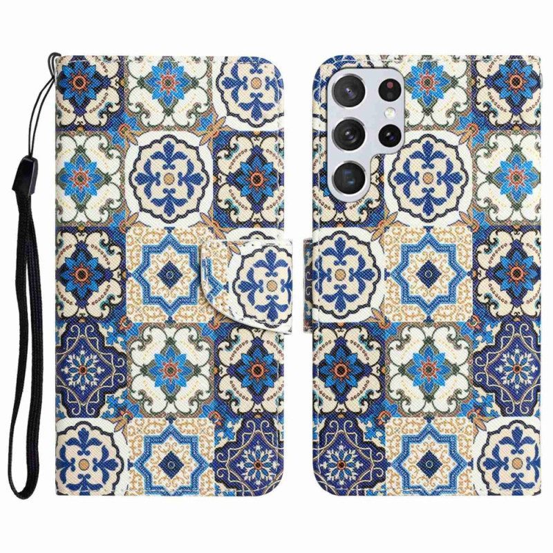 Κάλυμμα Samsung Galaxy S23 Ultra 5G με κορδονι Strappy Patchwork