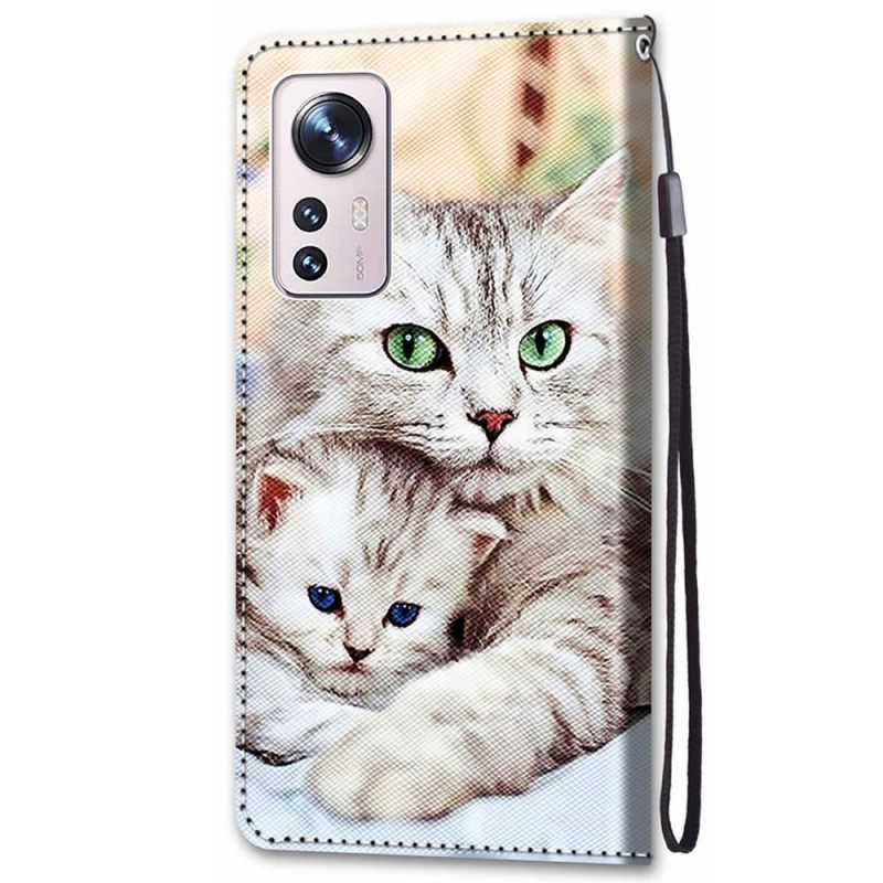 Κάλυμμα Xiaomi 12 / 12X με κορδονι Οικογένεια Strappy Cat