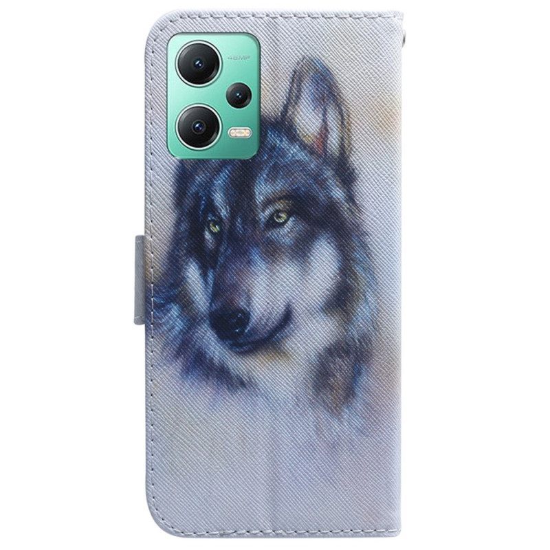 Κάλυμμα Xiaomi Redmi Note 12 5G με κορδονι Strappy Watercolor Wolf