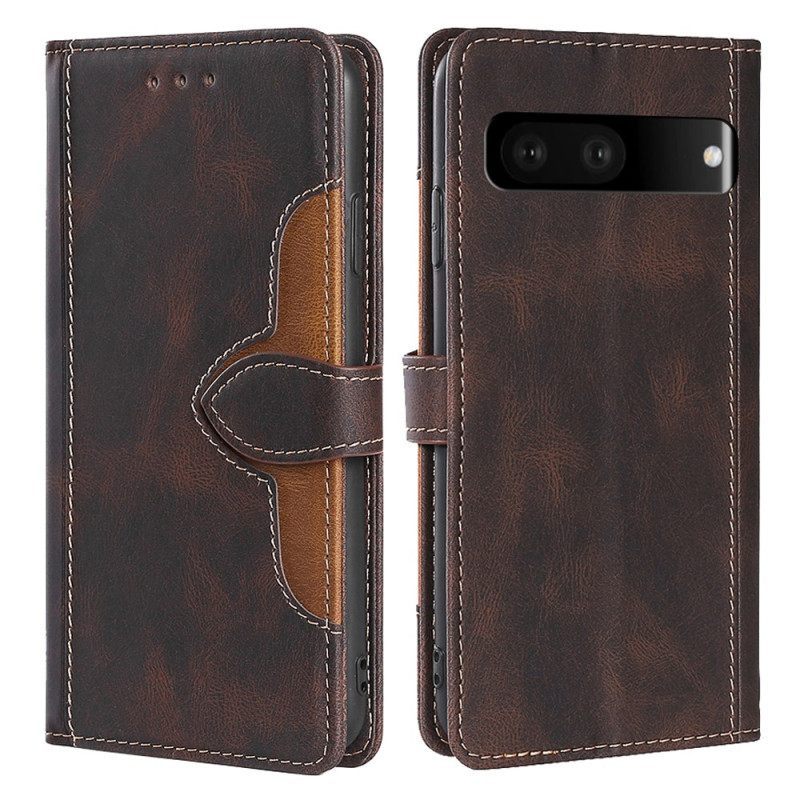 Θήκη Flip Google Pixel 7 Faux Leather Bicolor Stylish