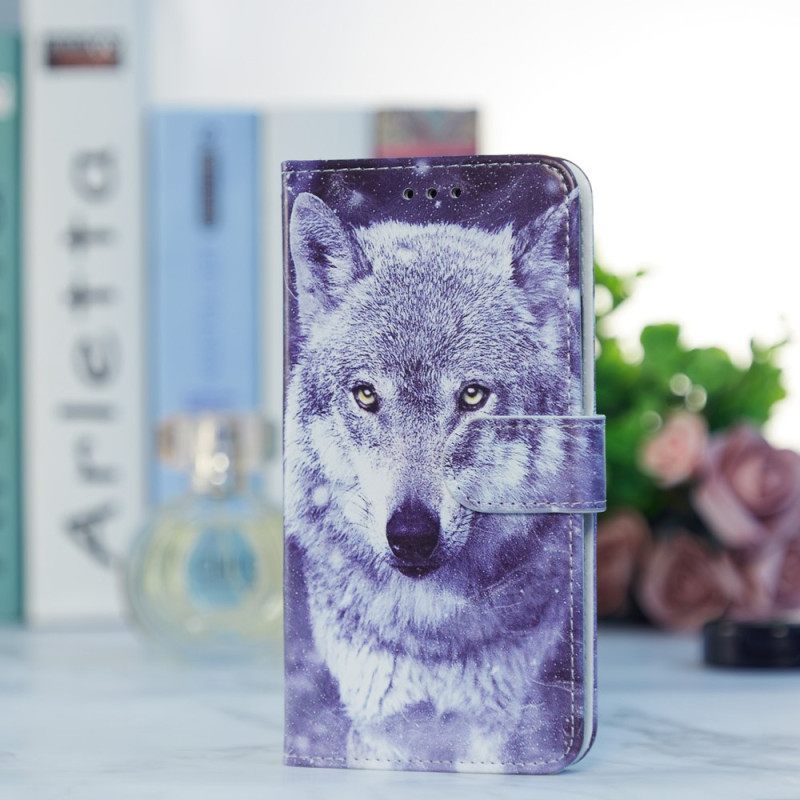 Θήκη Flip Google Pixel 7A με κορδονι Strappy Wolf Μου