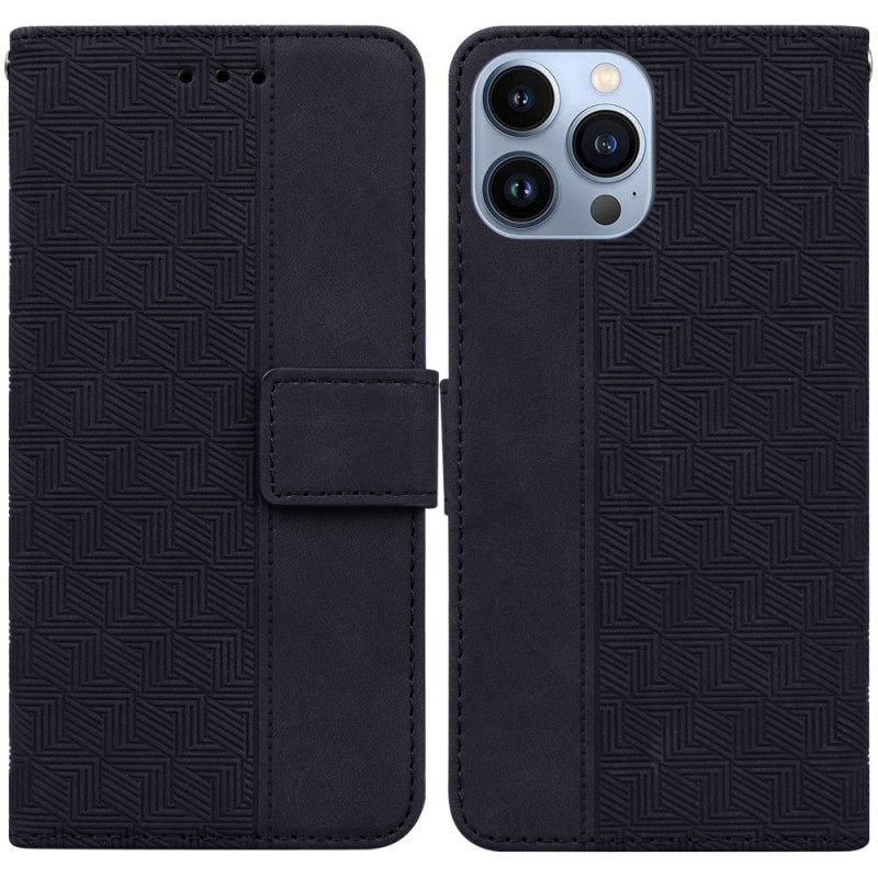 Θήκη Flip iPhone 14 Pro Max με κορδονι Strappy Pattern