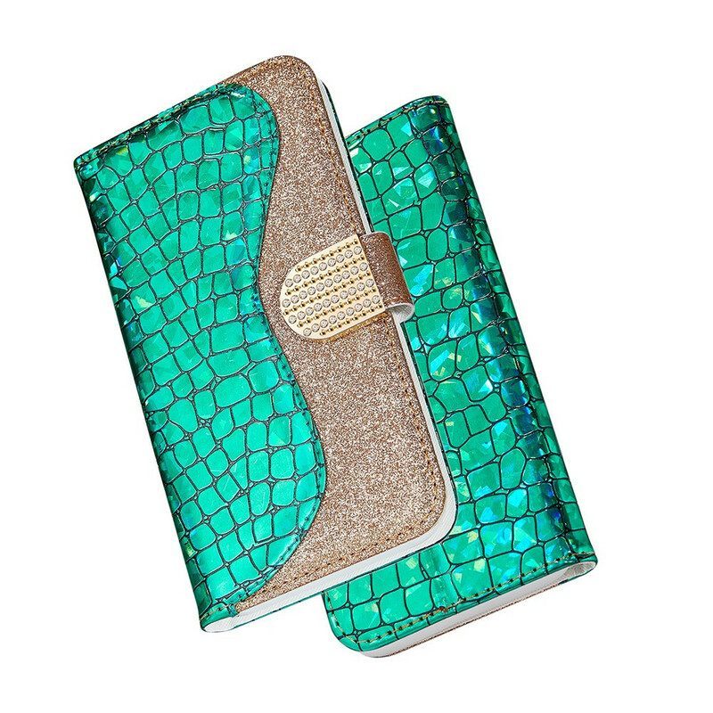 Θήκη Flip Poco M5s Crocodile Diamonds