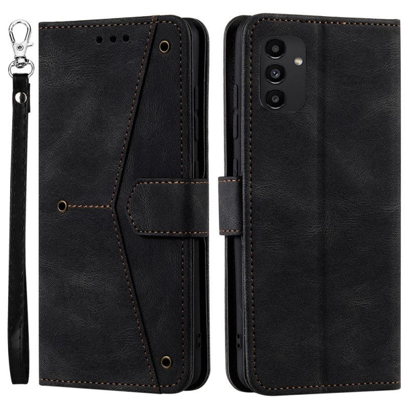 Θήκη Flip Samsung Galaxy A13 5G / A04s Ραφές Skin-touch