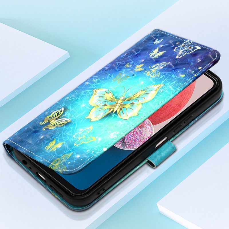 Θήκη Flip Samsung Galaxy A13 με κορδονι Flight Of Butterflies Στο Lanyard