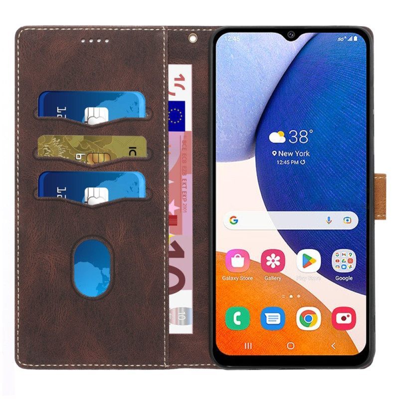 Θήκη Flip Samsung Galaxy A14 / A14 5G με κορδονι Strappy Pattern