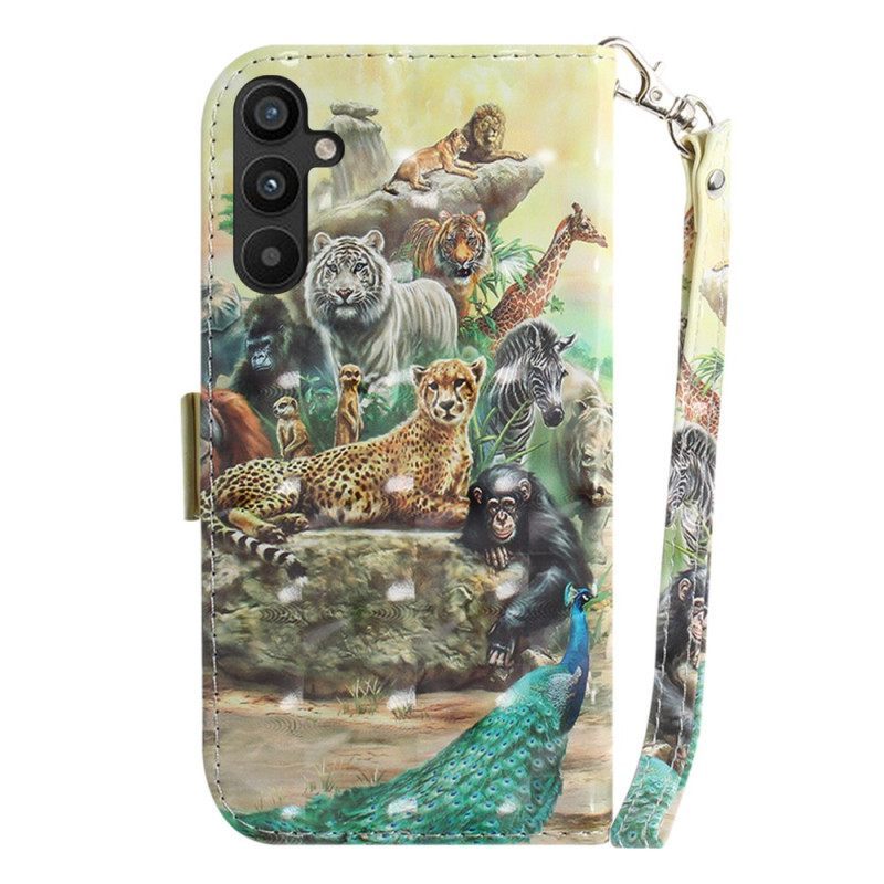 Θήκη Flip Samsung Galaxy A54 5G με κορδονι Thong Safari Animals