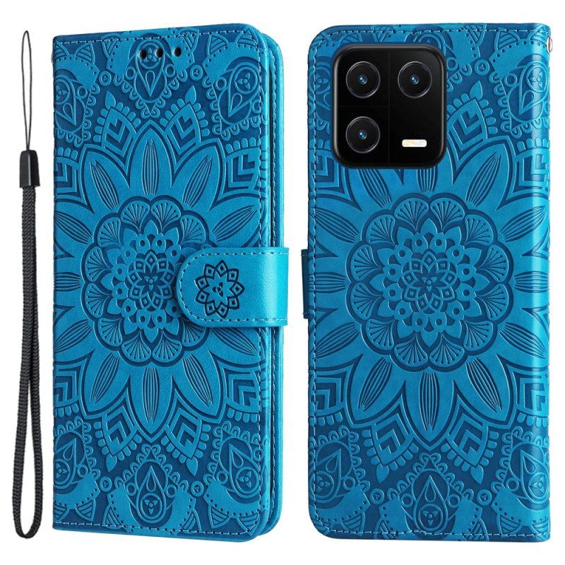 Θήκη Flip Xiaomi 13 Mandala Sun Με Κορδόνι