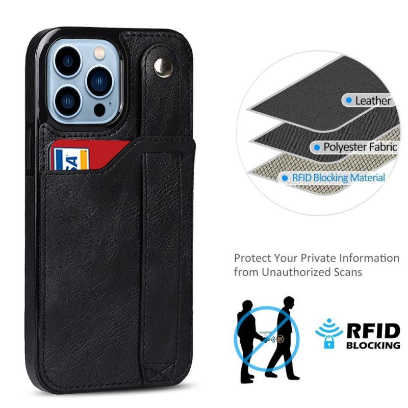 Θήκη iPhone 14 Pro Θήκη Κάρτας Rfid Με Λουράκι