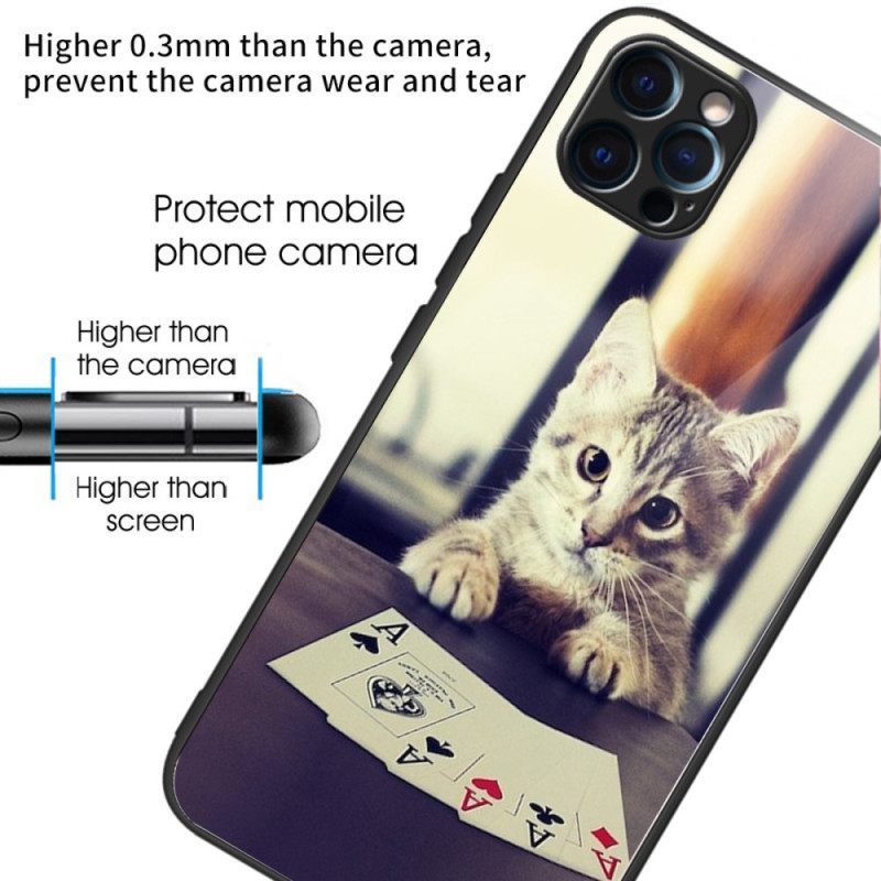 Θήκη iPhone 14 Pro Poker Cat Tempered Glass