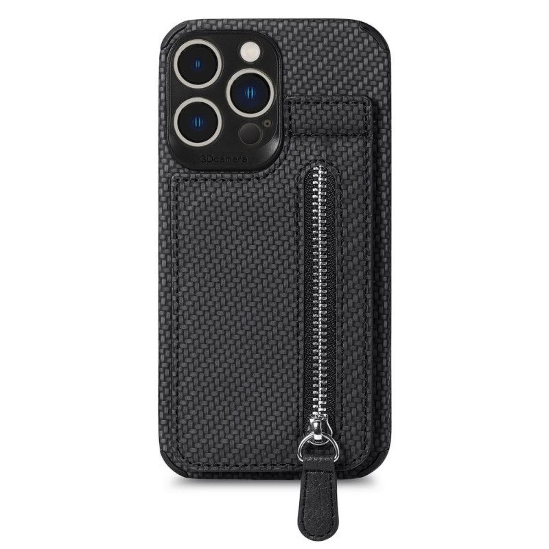 θηκη κινητου iPhone 14 Pro Max πορτοφολι Carbon Fiber Και Πορτοφόλι