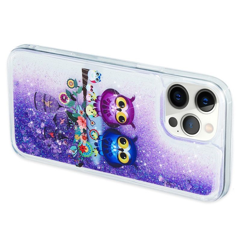 θηκη κινητου iPhone 15 Pro Glitter Ζευγάρι Κουκουβάγιες