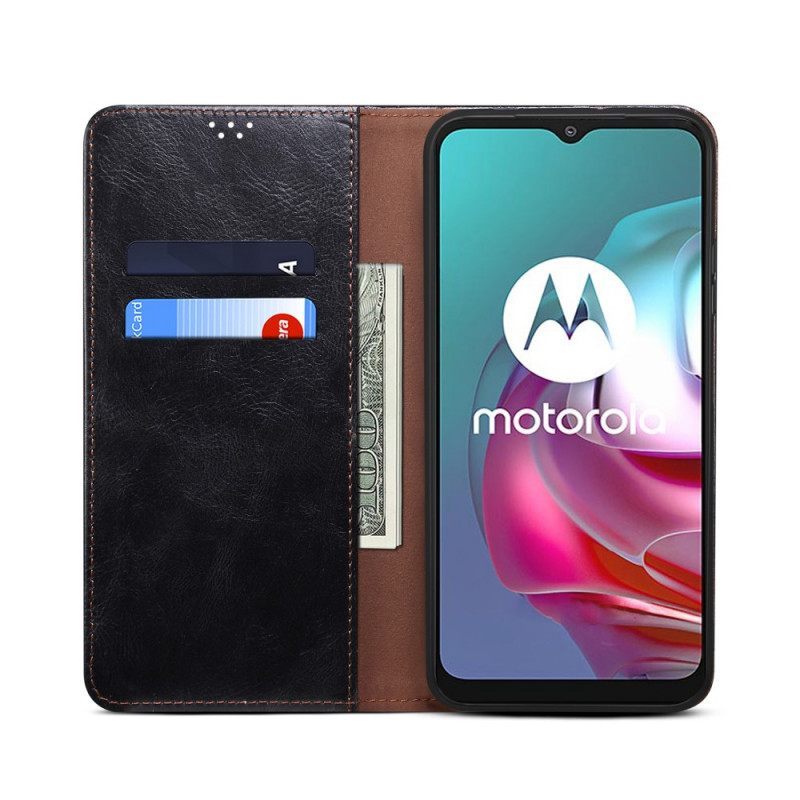 θηκη κινητου Moto E40 / E30 / E20 Θήκη Flip Κερωμένο Ψεύτικο Δέρμα