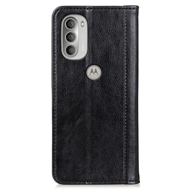 θηκη κινητου Moto G51 5G Θήκη Flip Elegance Split Leather Litchi