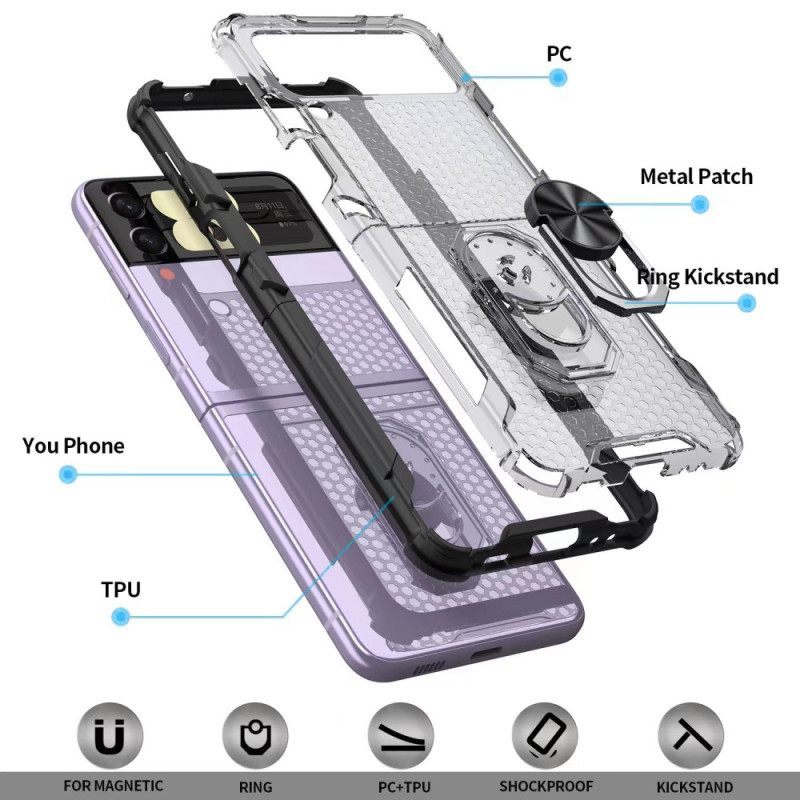 θηκη κινητου Samsung Galaxy Z Flip 4 Θήκη Flip Κηρήθρα Με Δαχτυλίδι-στήριξη