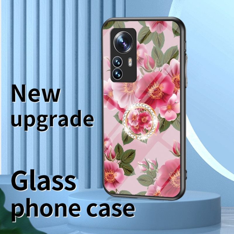 θηκη κινητου Xiaomi 12 / 12X Tempered Glass Με Flower Ring