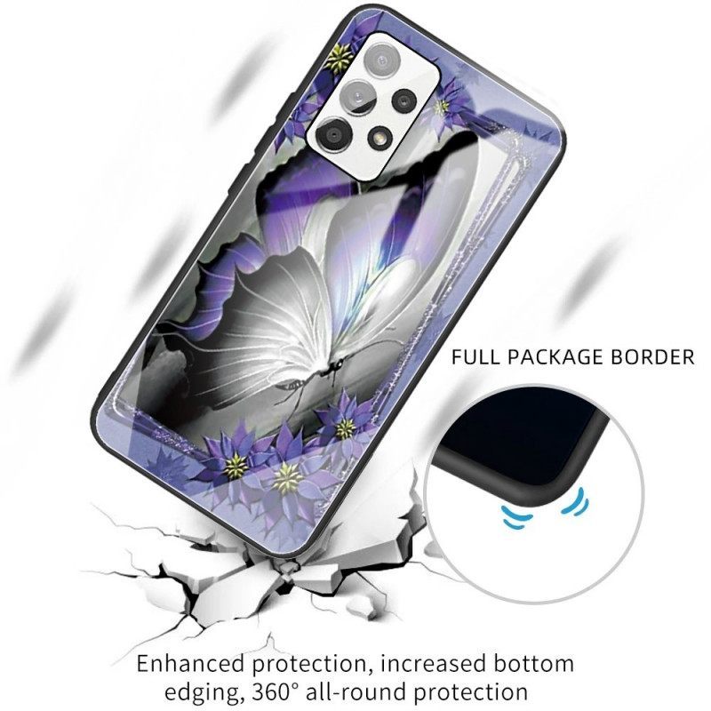 Θήκη Samsung Galaxy A13 Μωβ Butterfly Tempered Glass