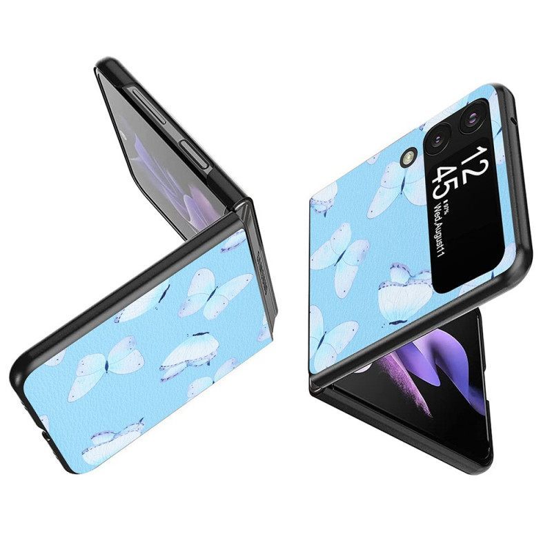 Θήκη Samsung Galaxy Z Flip 4 Θήκη Flip Πεταλούδες Από Ψεύτικο Δέρμα