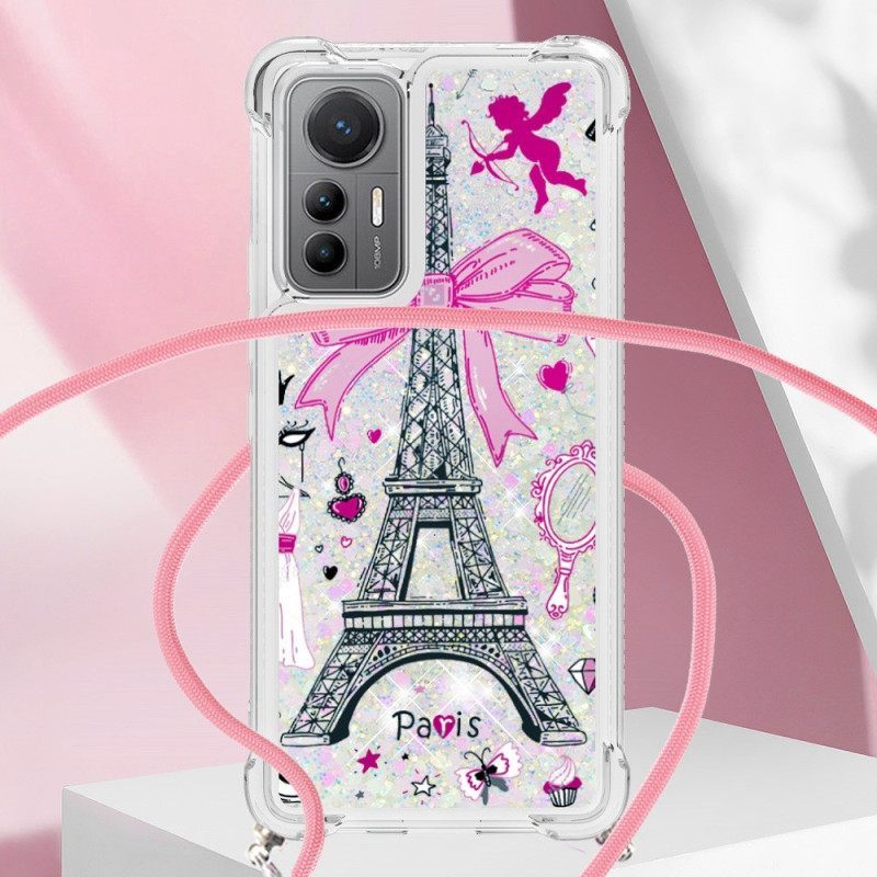 Θήκη Xiaomi 12 Lite με κορδονι Eiffel Tower Glitter Κορδόνι